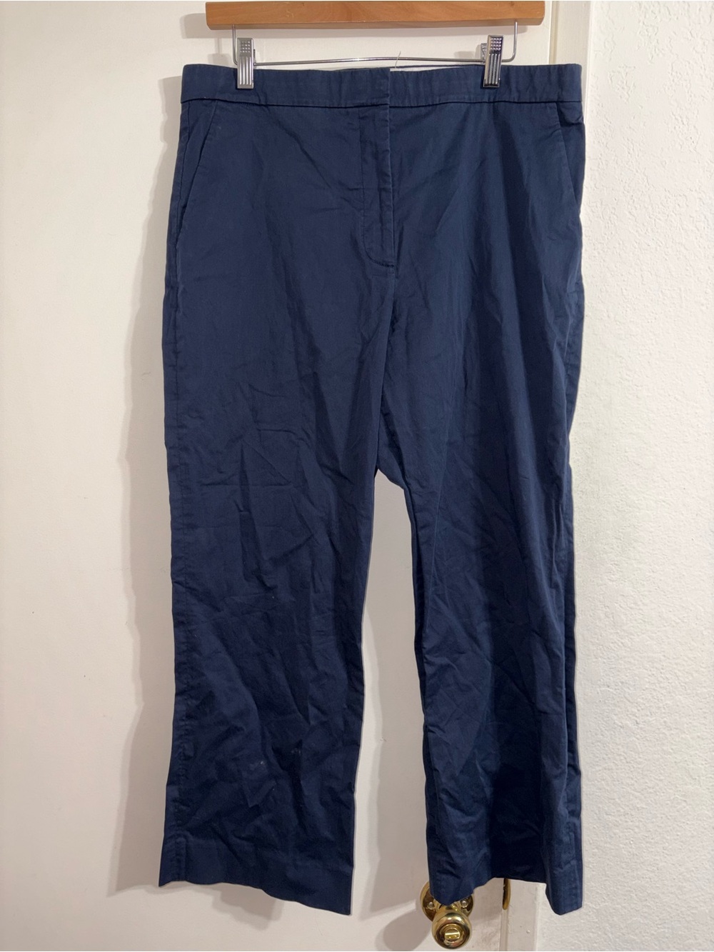 St. John Navy Blue Cotton Stretch Pants Size 10 Cropped